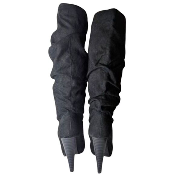 MICHAEL ANTONIO McKay Black Faux Suede Stiletto Heeled Knee High Boot Size 7 - Picture 5 of 7